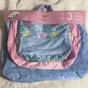 Dabney Lee packing cube 3 piece set blue and pink floral nylon set
